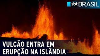 Vulcão entra em erupção na Islândia e volume de lava impressiona | SBT Brasil (19/12/23)