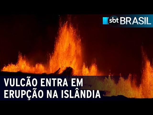 Vulcão entra em erupção na Islândia e volume de lava impressiona | SBT Brasil (19/12/23)