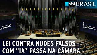 Lei contra nudes fakes gerados com IA é aprovada e segue para o Senado | SBT Brasil (08/12/23)