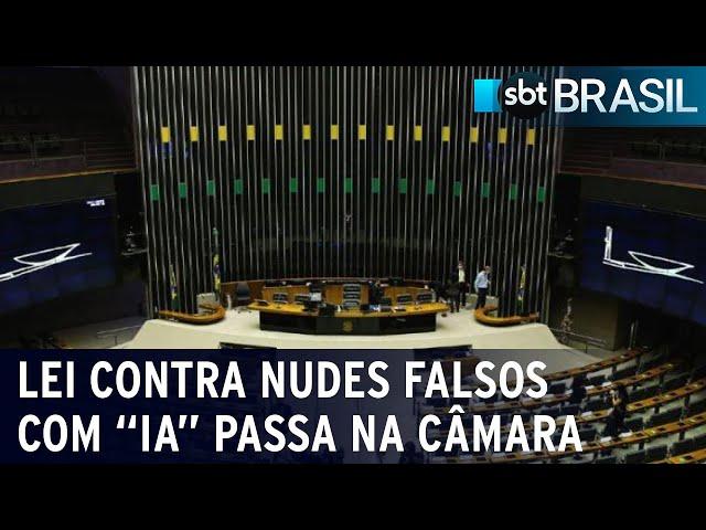 Lei contra nudes fakes gerados com IA é aprovada e segue para o Senado | SBT Brasil (08/12/23)