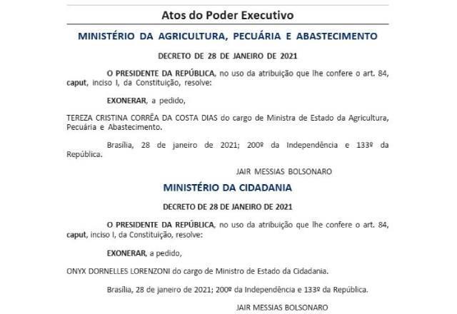 Ministros são exonerados para votação da presidência da Câmara