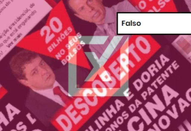 FALSO: Postagem que associa Doria e Lulinha na compra da Coronavac é falsa