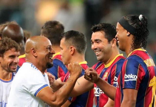 Encontro de lendas tem brilho de Ronaldinho e vitória do Real Madrid