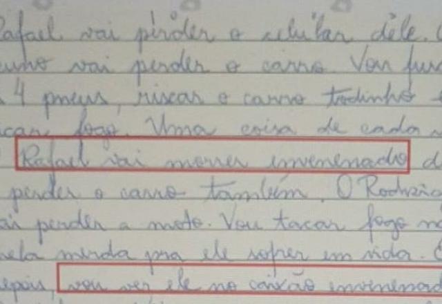 Policial stalker ameaça ex-namorado em carta: "Vou ver ele no caixão envenenado"