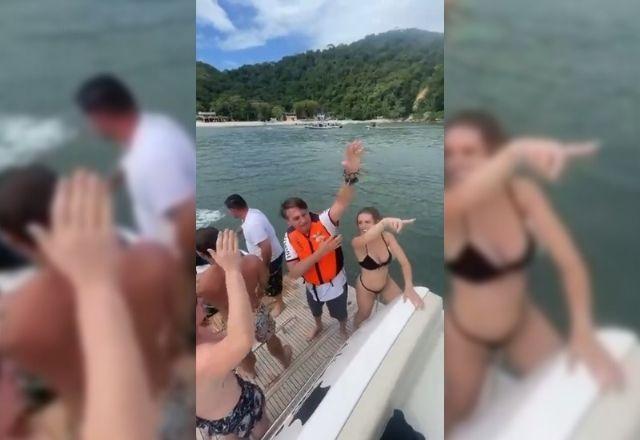 Vídeo: Bolsonaro dança funk em lancha durante viagem ao Guarujá