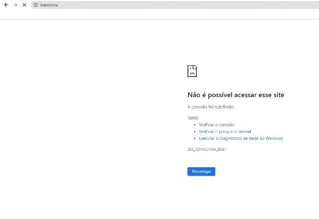 Site oficial do governo russo está fora do ar em meio à guerra na Ucrânia