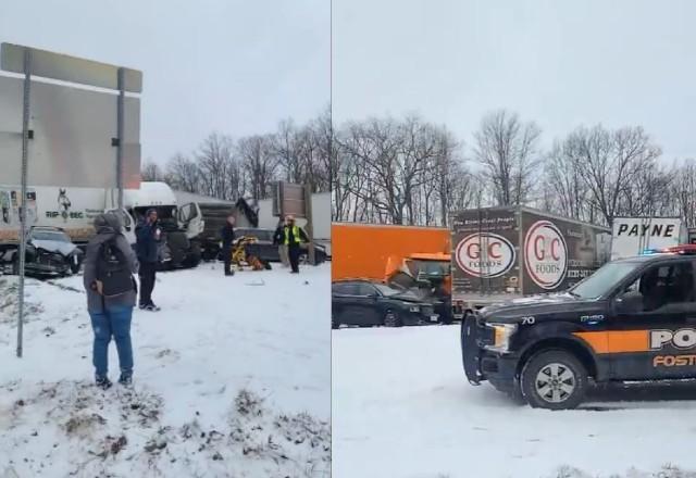 Vídeo: Engavetamento com mais de 50 veículos para rodovia nos EUA