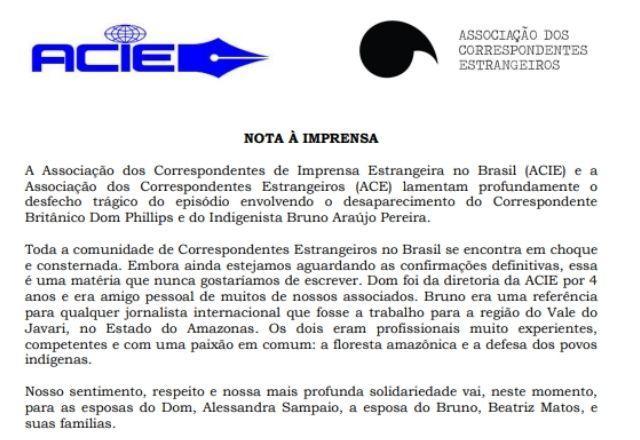 "Em choque e consternada", lamenta associação de imprensa estrangeira