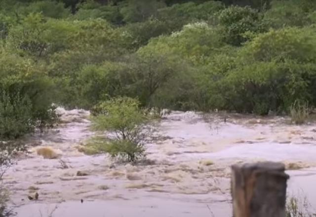 RN: chuva na região nordeste faz rio seco há quase dez anos transbordar