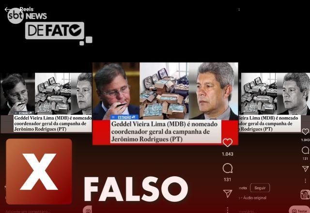 FALSO: Geddel não coordena campanha de Jerônimo Rodrigues (PT)