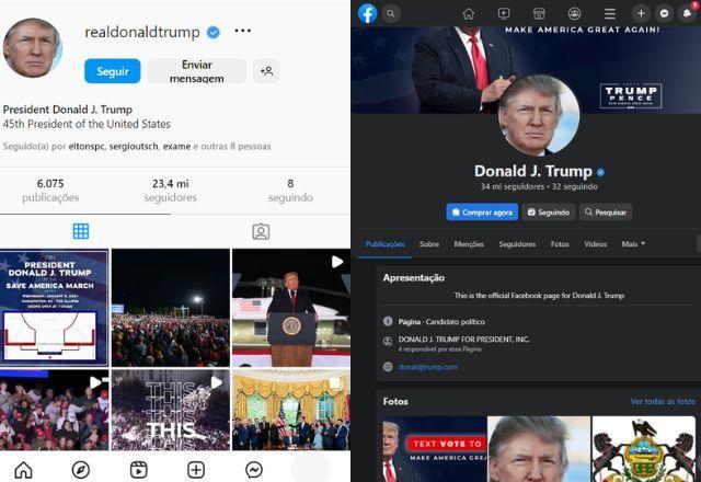 Meta reativa contas de Trump no Facebook e Instagram