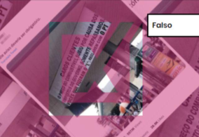 FALSO: "Faz o L" em foto de faixa em posto de combustível é montagem