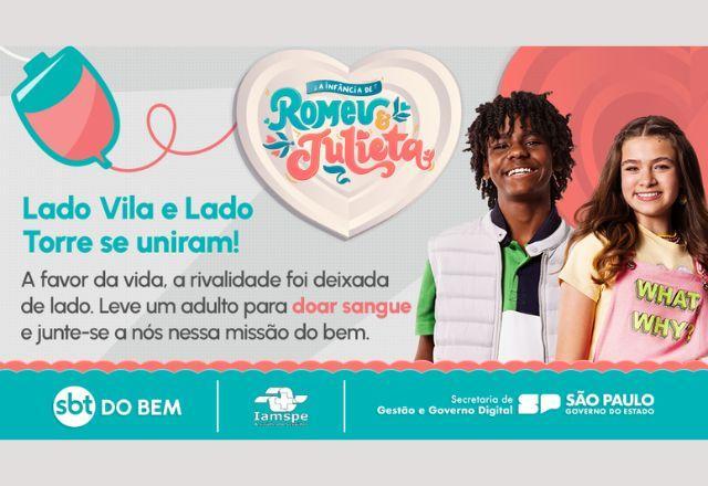 Atores de "A Infância de Romeu e Julieta" participam de campanha de doação de sangue