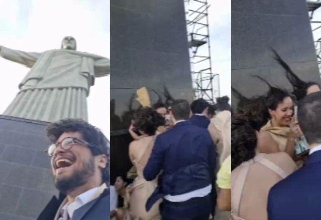 Ventania estraga casamento dos sonhos no Cristo Redentor