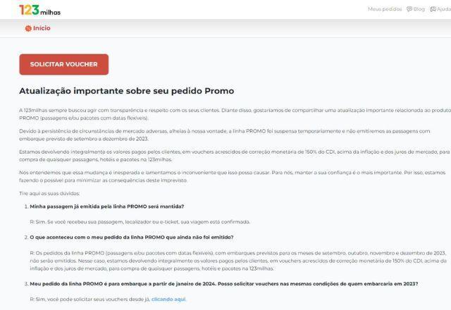 123 Milhas cancela pacotes e emissão de passagens promocionais