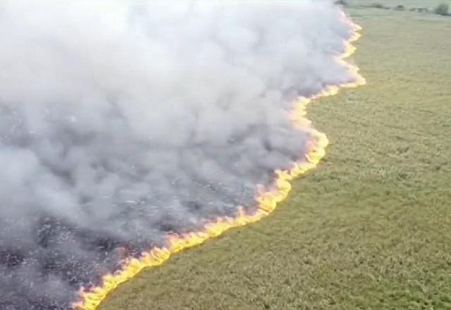 Incêndio de grandes proporções toma vegetação de Bonito (MS)