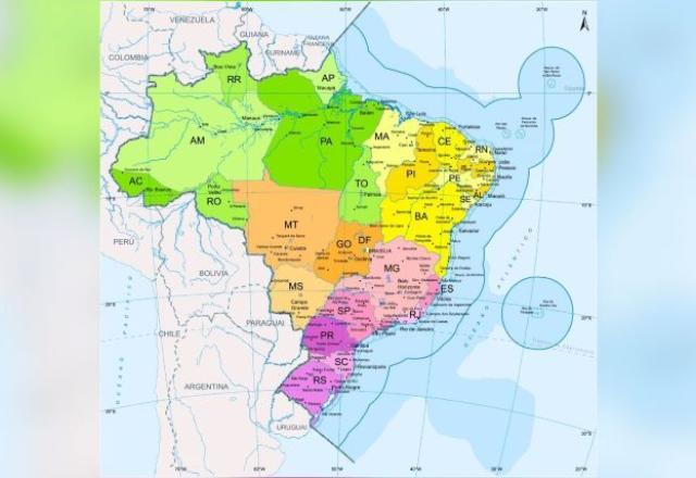 Mapa do Brasil incorpora nova faixa oceânica