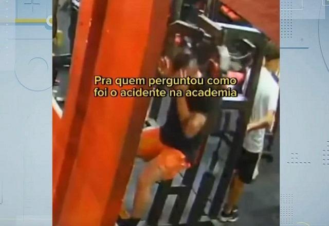 Homem é atingido na cabeça após equipamento de academia quebrar