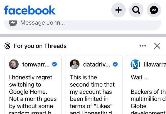 Meta determina presença do Threads no Facebook