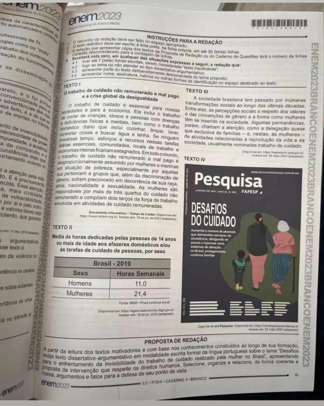 Foto do tema da redação do Enem aparece nas redes durante a prova