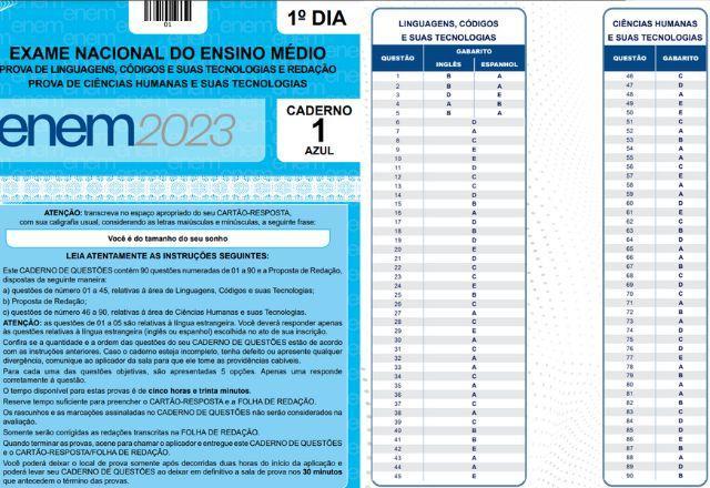 Enem 2023: Veja o gabarito oficial das provas objetivas